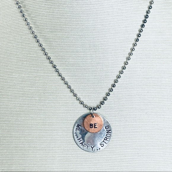 acacia swimwear Jewelry - ACACIA Be Me Be Happy Be Strong NECKLACE motivational uplifting hammered silver
